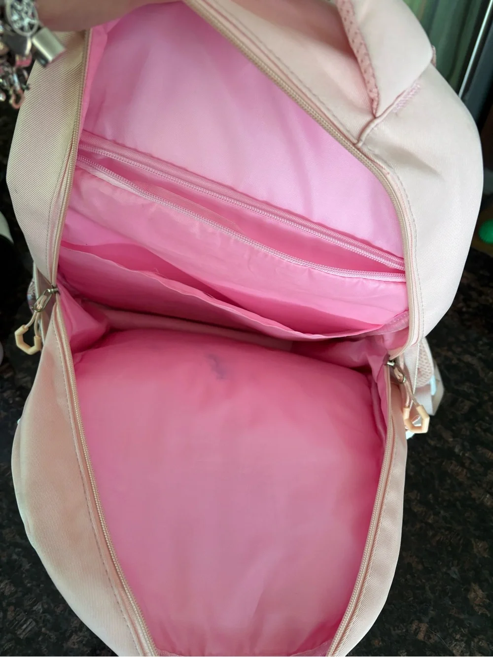 Kawaii Backpack Pink Kids Backpack with Plaid Accents and Cute Character Design
